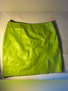 Sleek Lime Green Faux Leather Mini Skirt